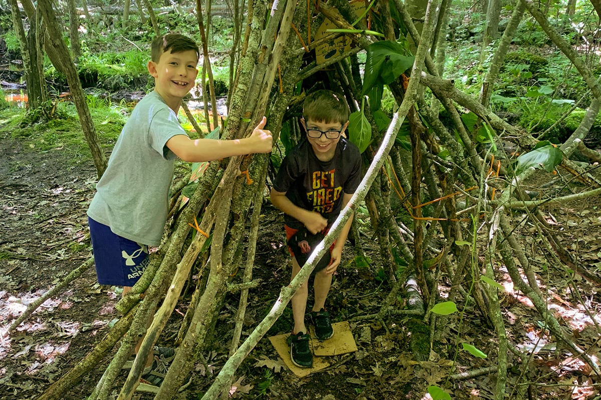 North River Campers building a fort