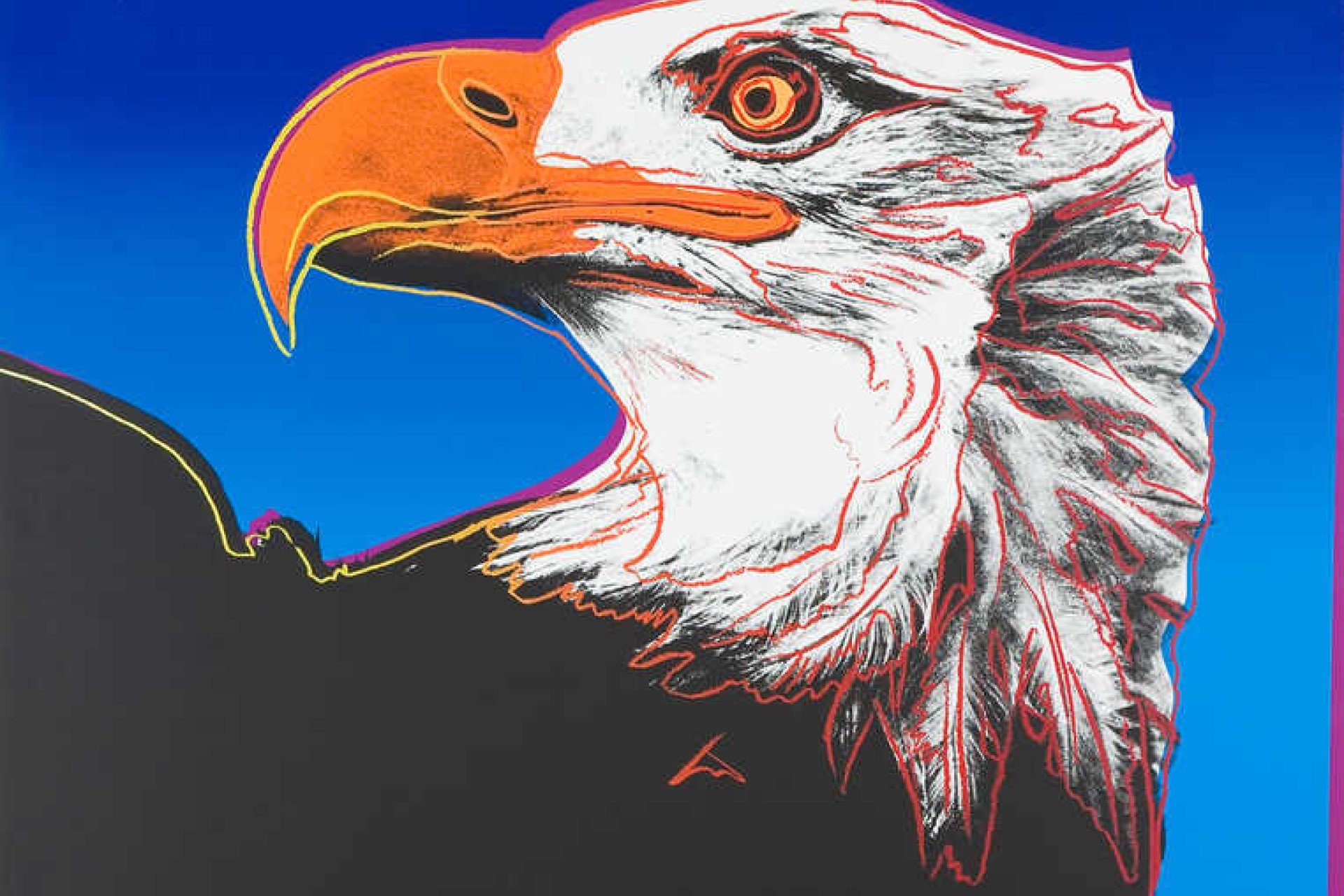 pop art rending of bald eagle head