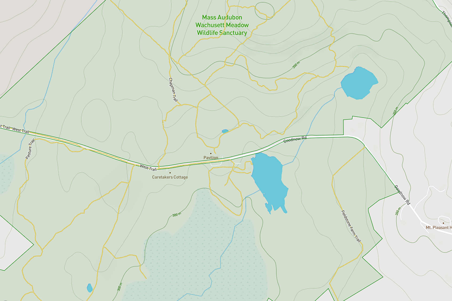 Screenshot of Wachusett Meadow's digital trail map