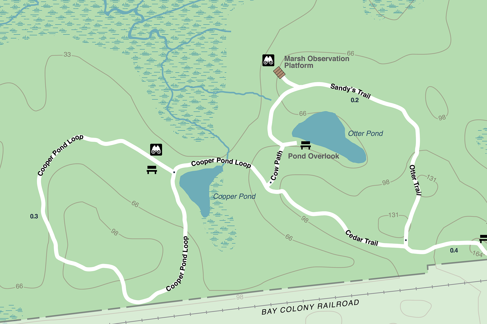 Thumbnail of Barnstable Great Marsh's downloadable trail map featuring two trail loops