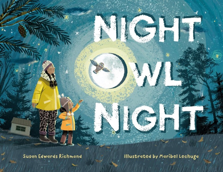 illustrated children's book cover featuring full moon